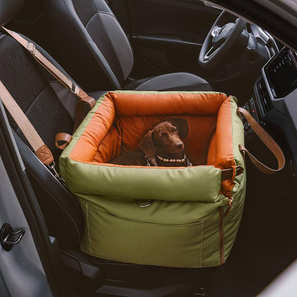 Siège auto pour chien en similicuir de luxe - Urban Voyager pour plus de confort et de sécurité