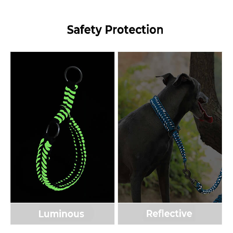 Handmade Anti-Pull Luminous Large Dog Collar and Leash Set - Safe and Stylish for Night Walks