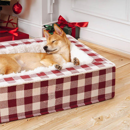 Lit apaisant et anti-anxiété pour chien Festive Classic Tartan Cozy - Support ergonomique pour un confort ultime