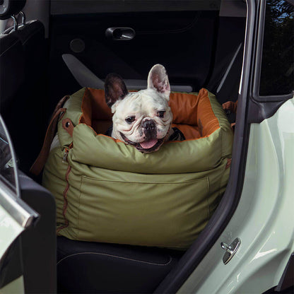 Siège auto pour chien en similicuir de luxe - Urban Voyager pour plus de confort et de sécurité