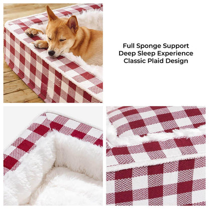 Lit apaisant et anti-anxiété pour chien Festive Classic Tartan Cozy - Support ergonomique pour un confort ultime