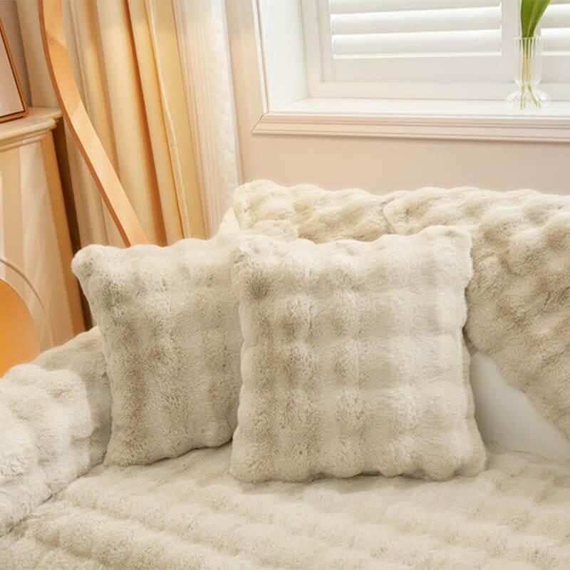 Housse de canapé confortable et antidérapante de couleur unie en peluche - Confort et polyvalence ultimes pour votre maison