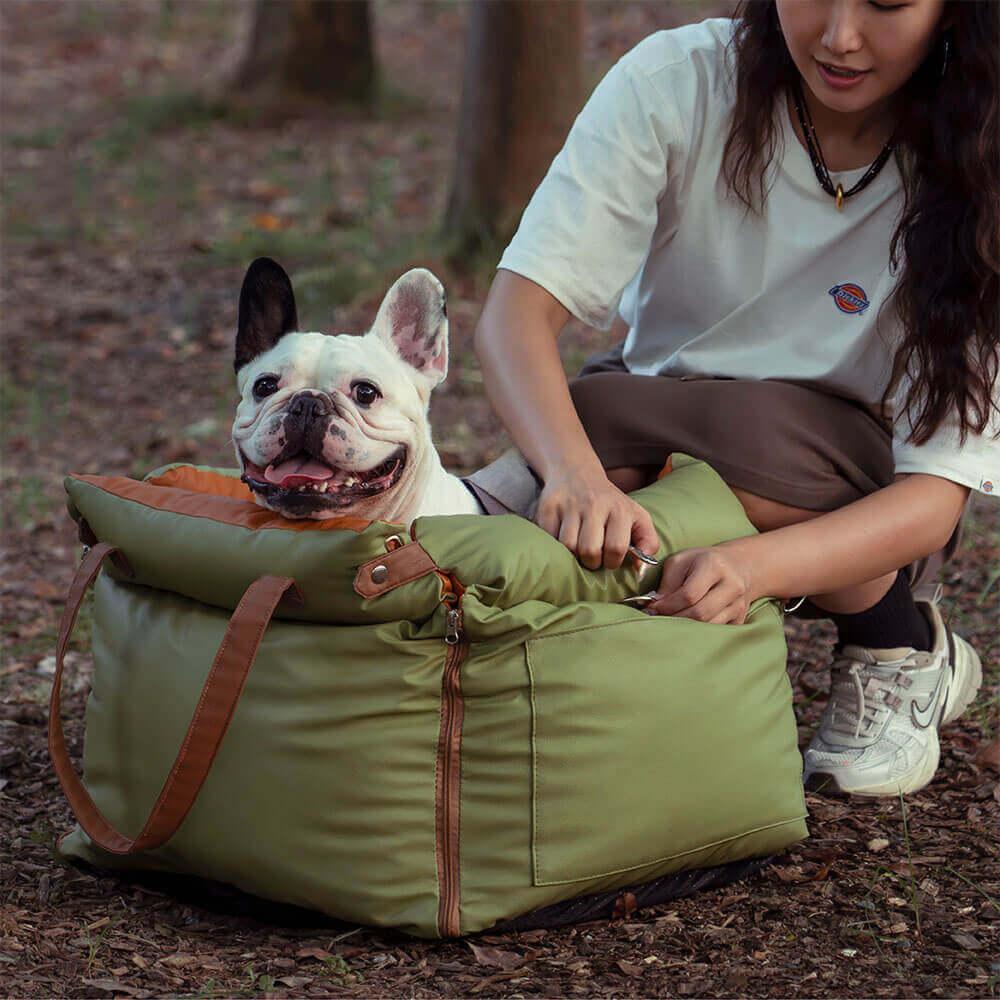 Siège auto pour chien en similicuir de luxe - Urban Voyager pour plus de confort et de sécurité