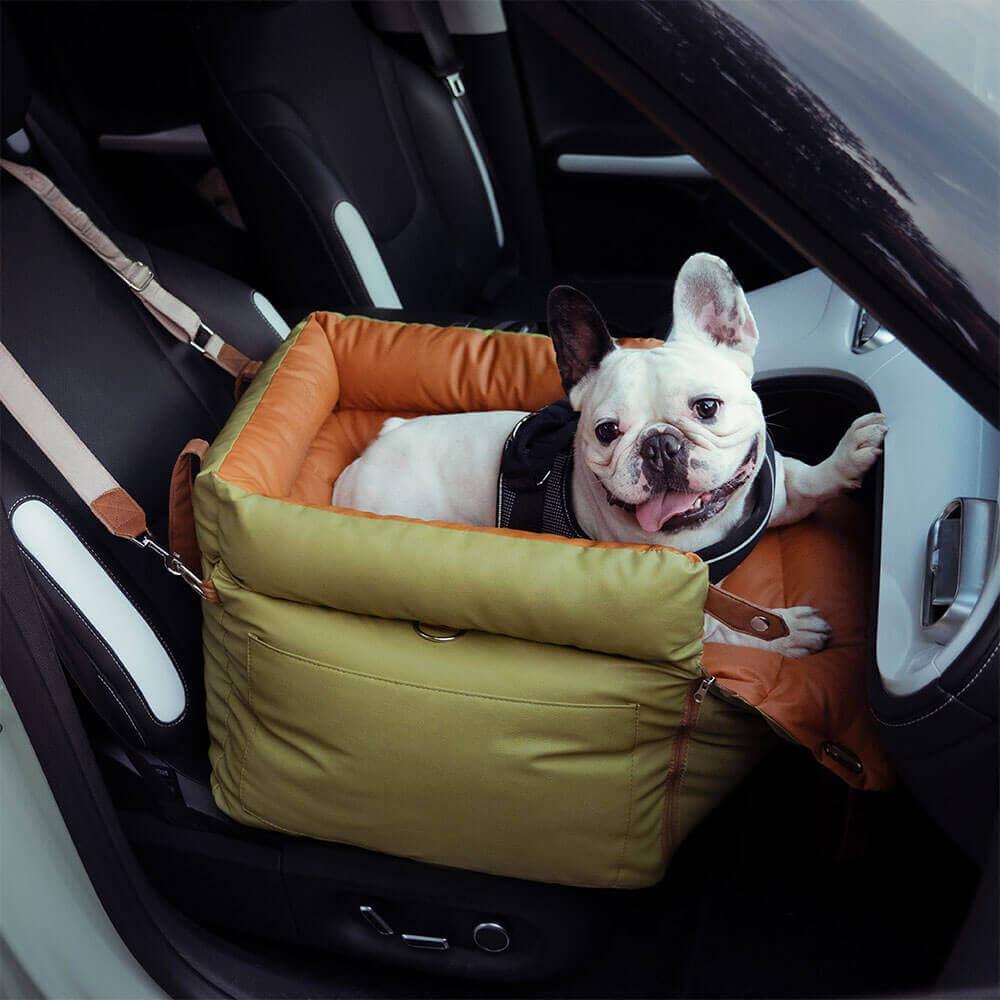 Siège auto pour chien en similicuir de luxe - Urban Voyager pour plus de confort et de sécurité